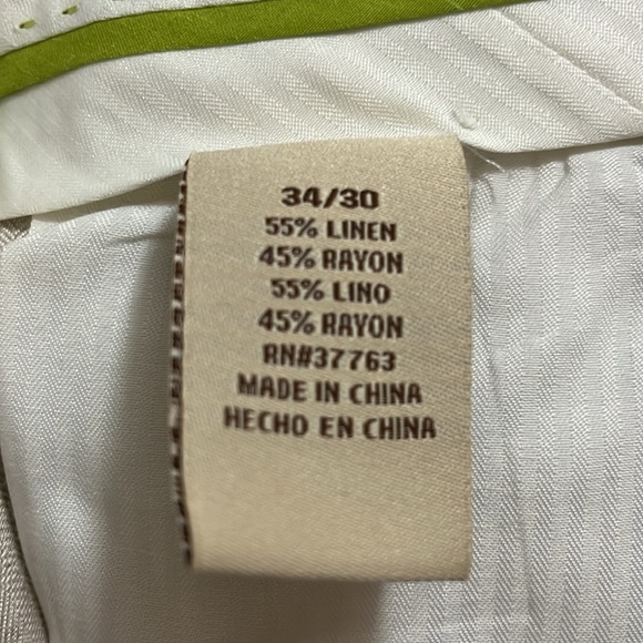 Men’s Beige Linen Beige Pleated Trousers 34X30 - Picture 5 of 5